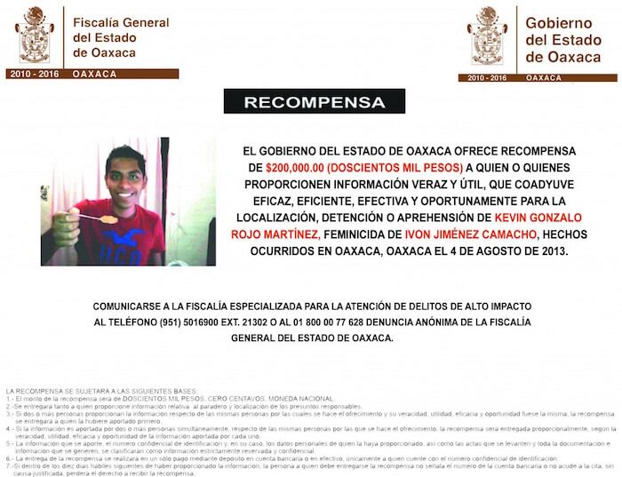 Recompensa por exnovio de Ivón.