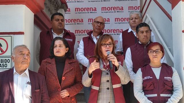 Yeidckol Polevnsky en conferencia de prensa.