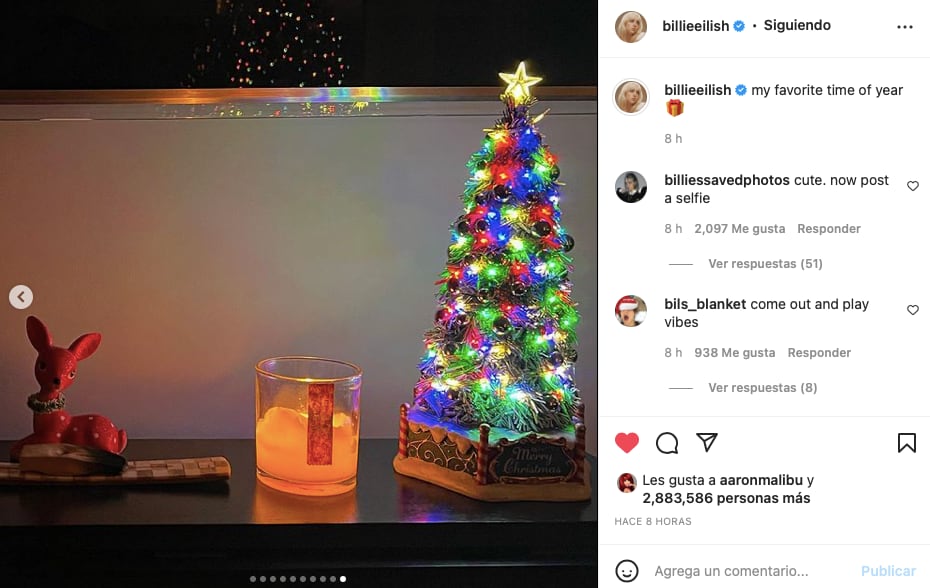 Billie Eilish: Dice que Navidad es su época favorita del año.