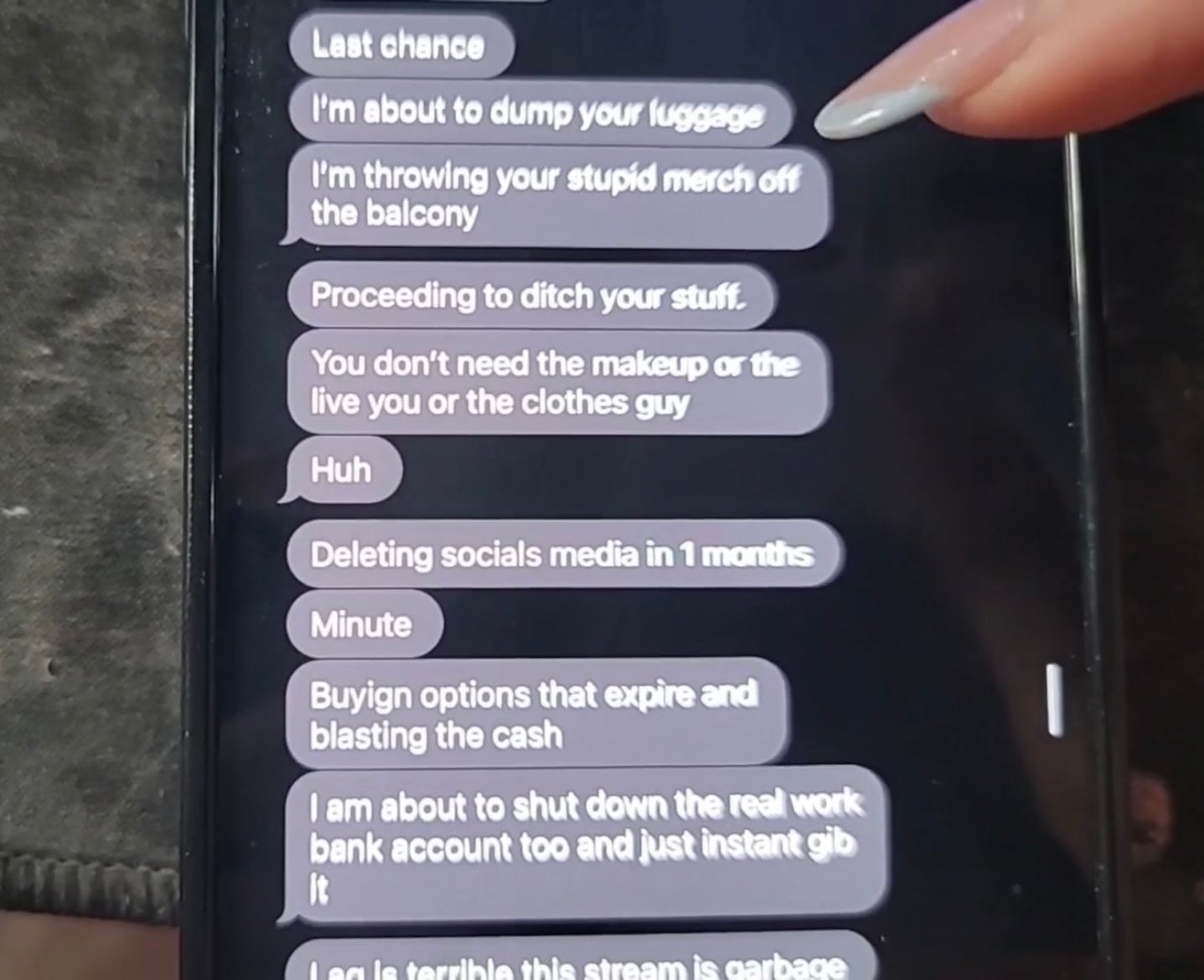 Mensajes del esposo de Amouranth