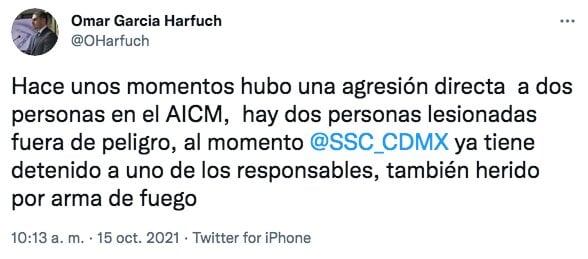 Tuit de Omar Garcia Harfuch