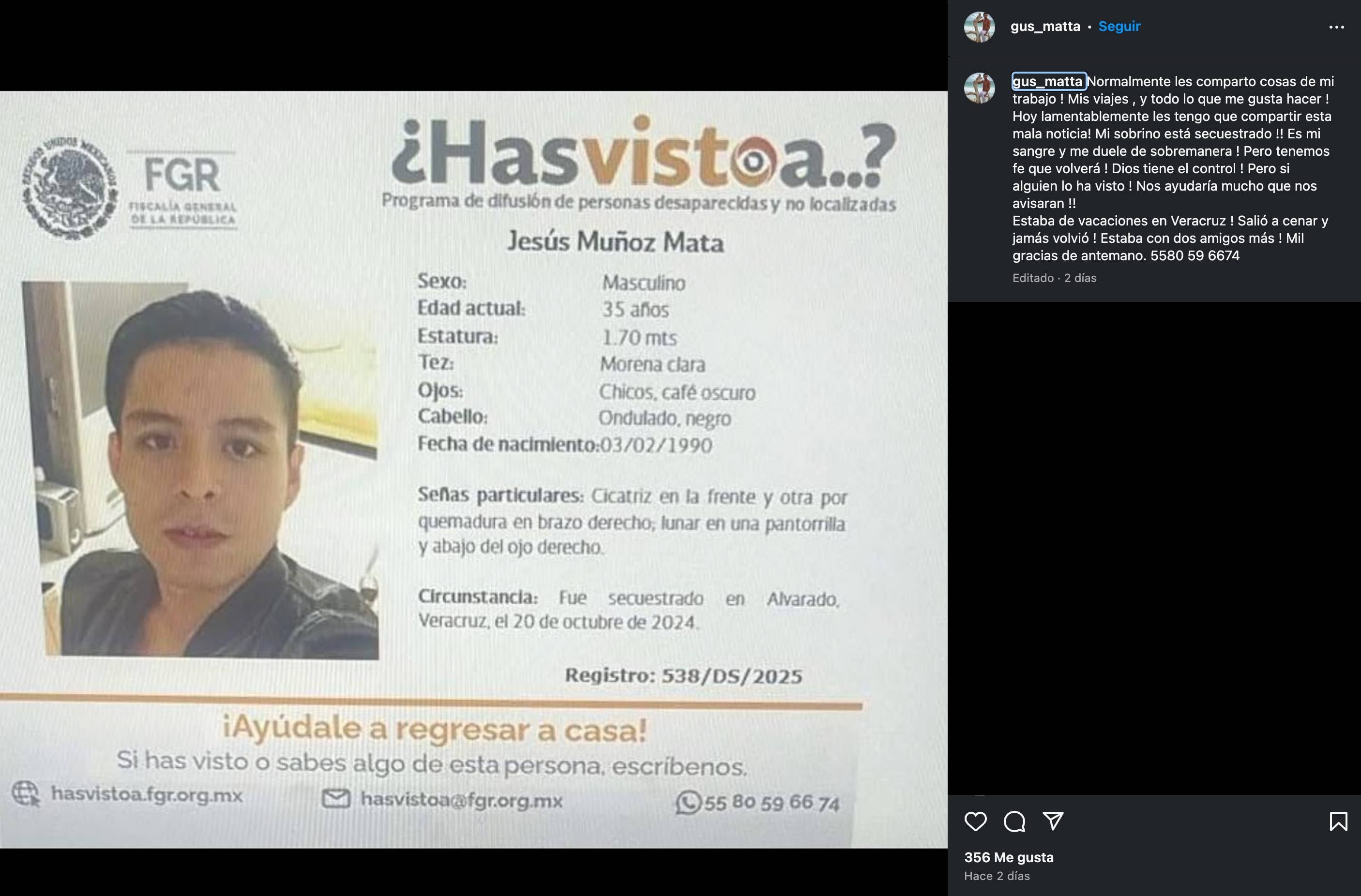 Gustavo Matta denuncia públicamente el secuestro de su sobrino