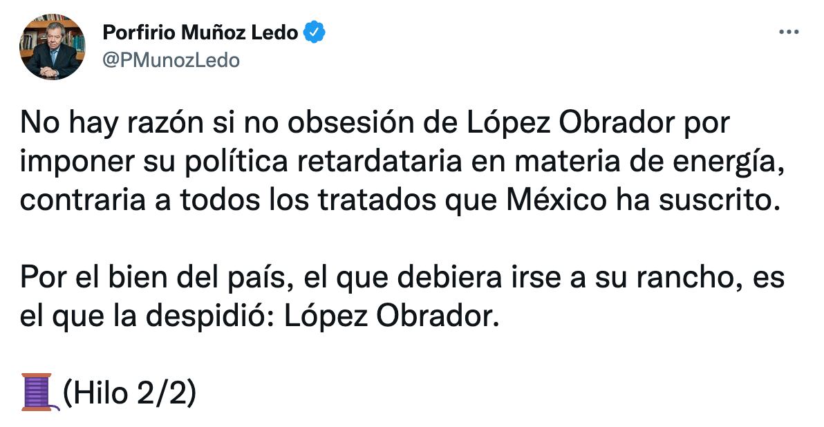 Porfirio Muñoz Ledo se queja de AMLO