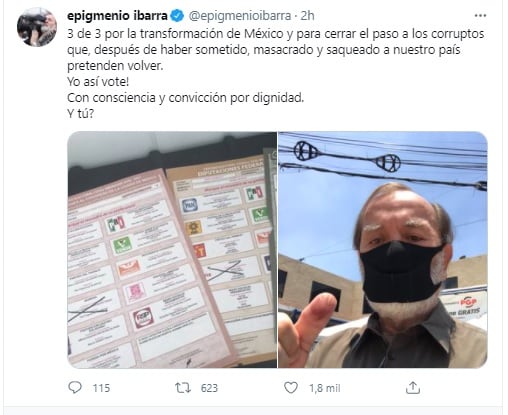 Epigmenio Ibarra comparte que votó por MORENA