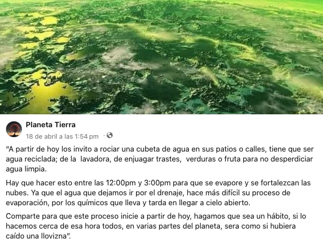 Fake news que Paolita Suárez replicó y que Conagua desmintió.