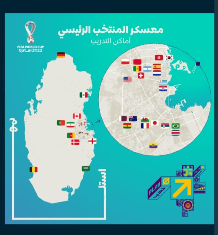 Lugares donde entrenarán las selecciones en Qatar 2022