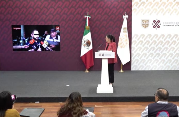 Claudia Sheinbaum muestra imagenes de Rautel N cargando el cuerpo de Ariadna Fernández