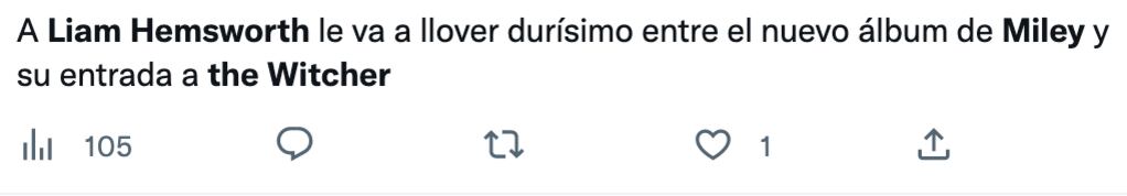 Usuarios aseguran que no verán The Witcher con Liam Hemsworth por la situación de Miley Cyrus