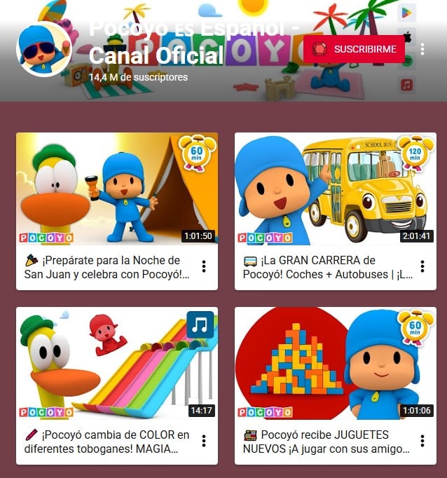 Pocoyó en YouTube Kids