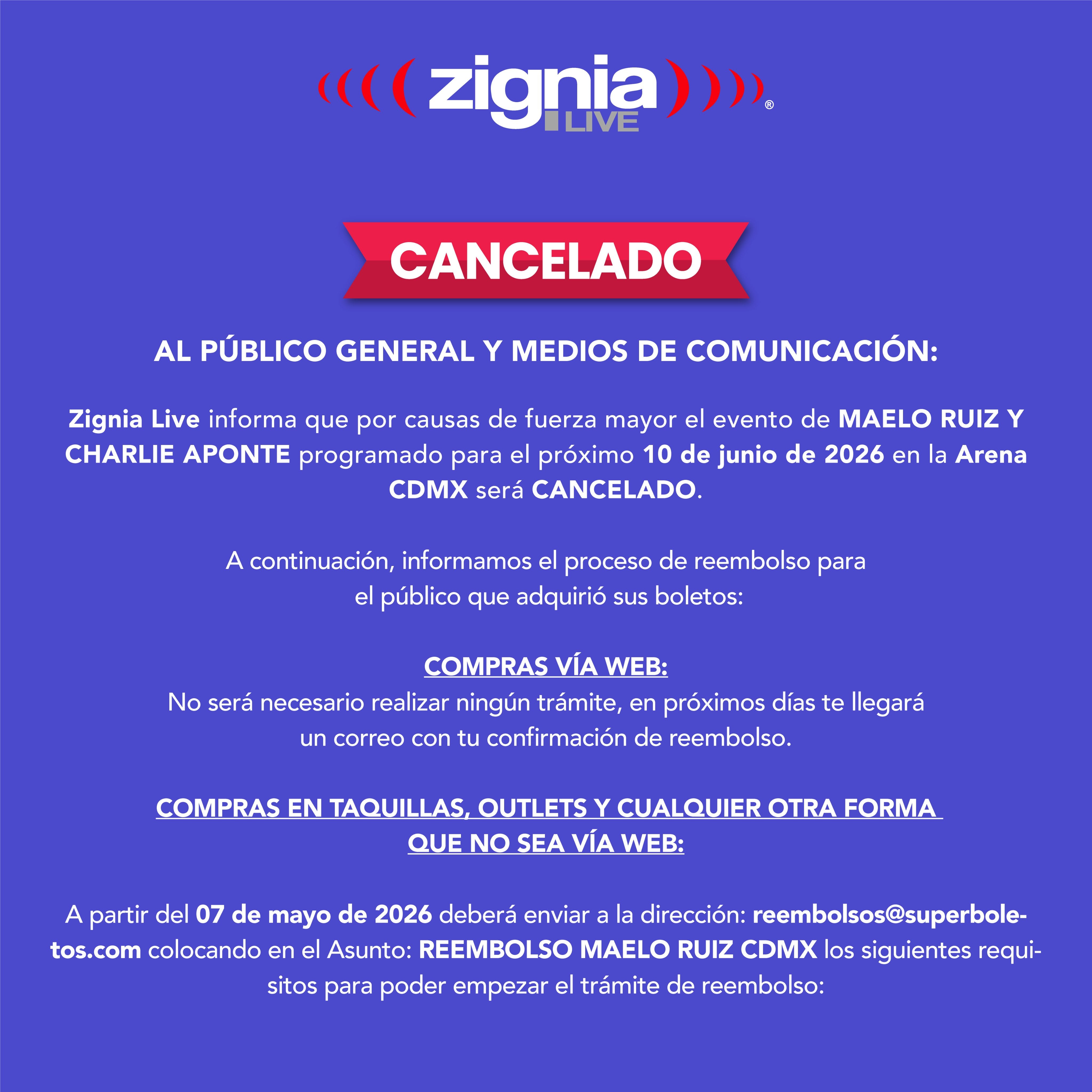 Cancelan concierto de Maelo Ruiz y Charlie Aponte en la Arena CDMX