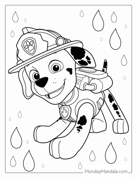Dibujos de Paw Patrol en la lluvia para colorear