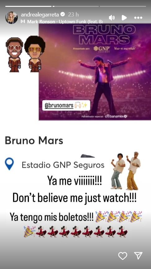 Andrea Legarreta y Bruno Mars