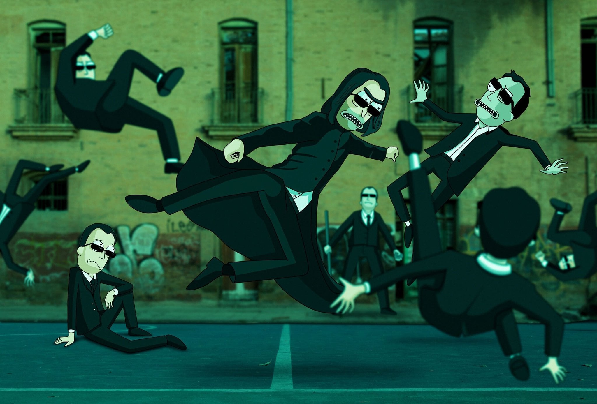 Rick & Morty crea imagen para publicitar Matrix Resurrections