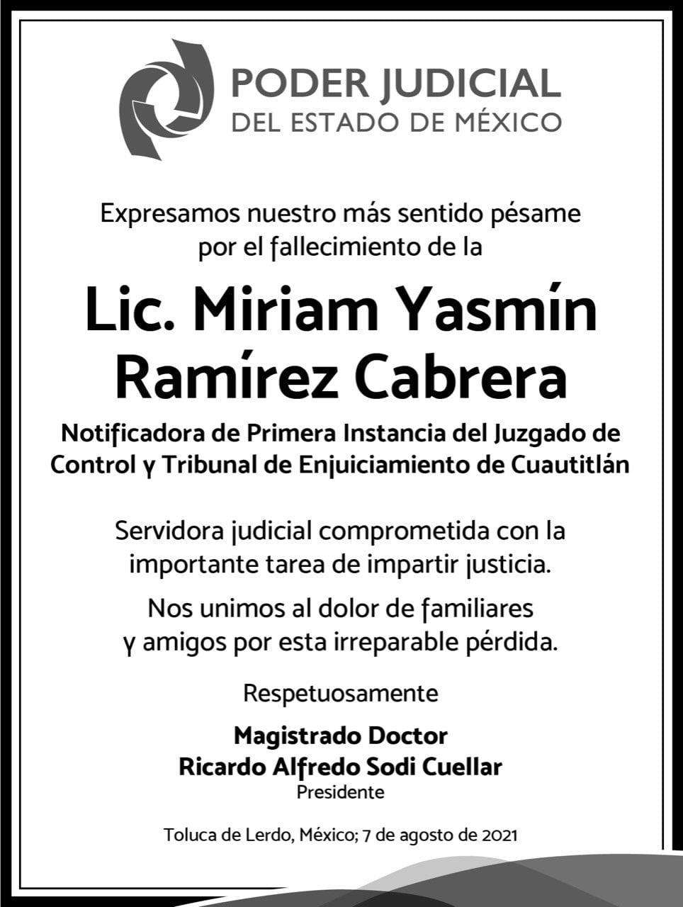 Notificación del Poder Judicial del Edomex