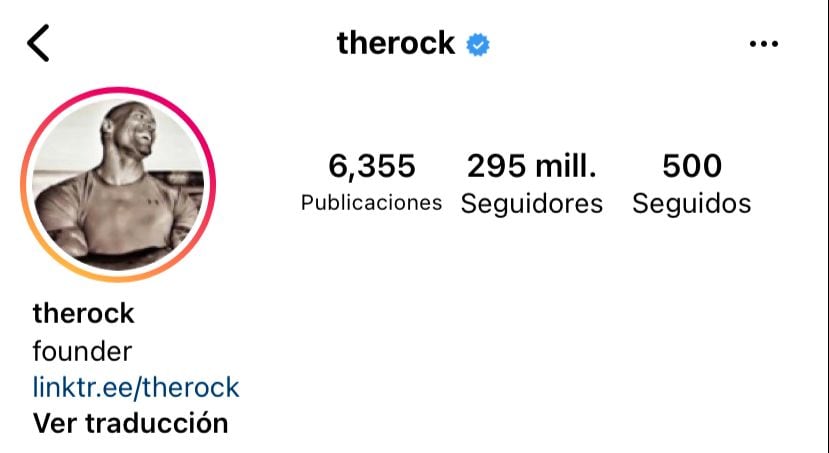 Captura de pantalla del Instagram de The Rock