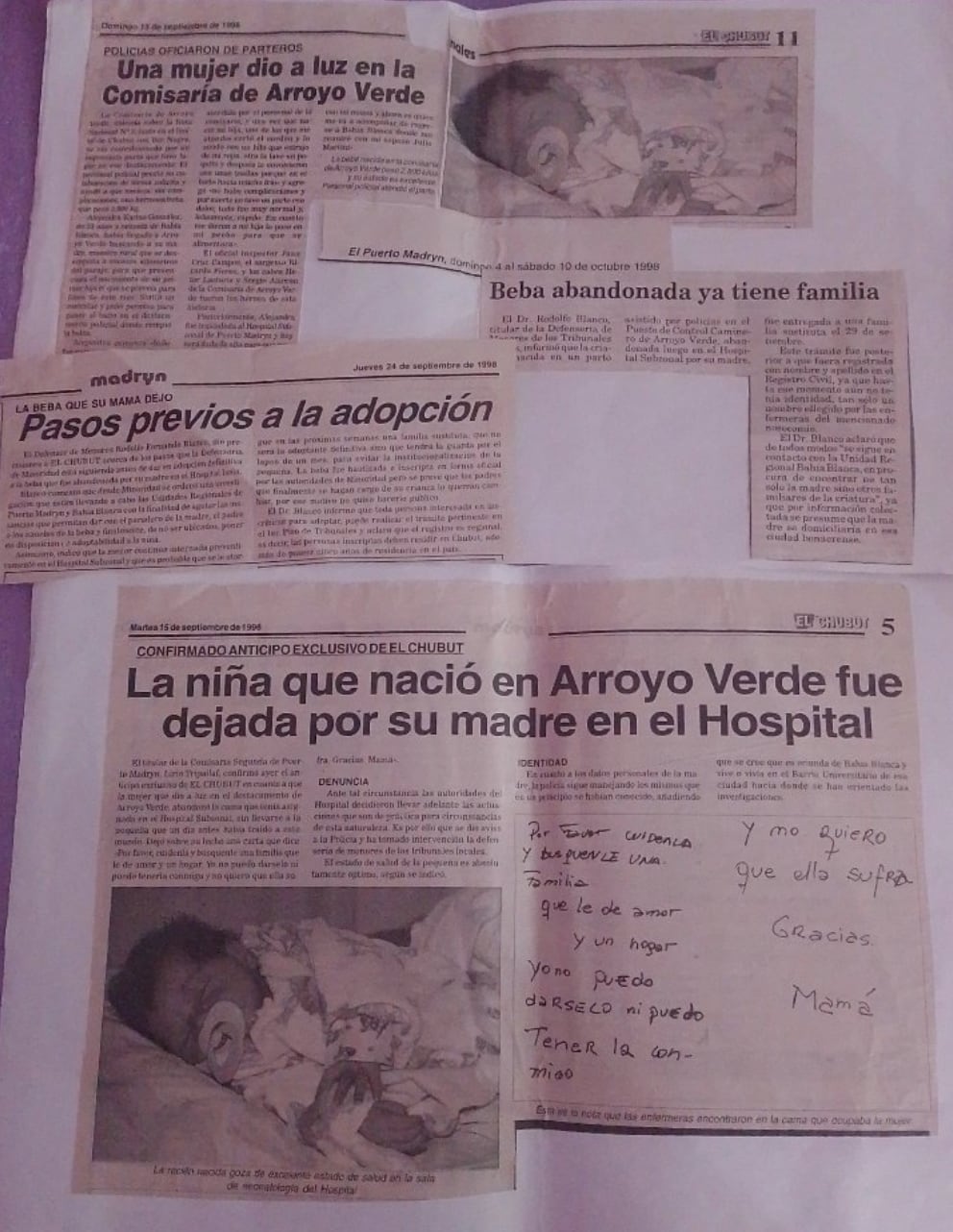 Artículo sobre la bebé abandonada