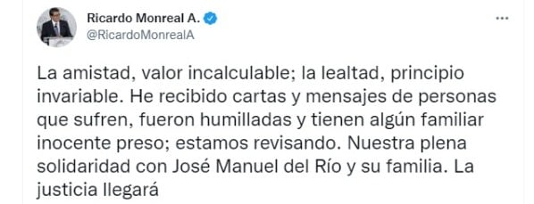 Monreal destaca valor incalculable de amistad
