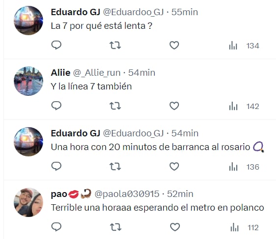 Usuarios denuncias atrasos en Línea 7 del Metro CDMX