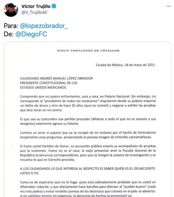 Carta de Diego Fernández de Cevallos