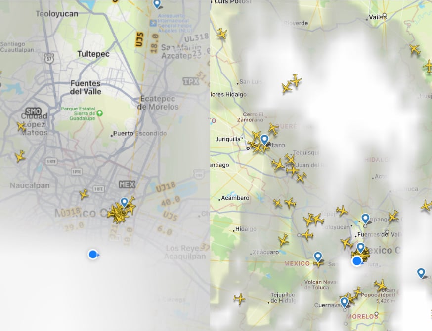 Vuelos detenidos en el AICM