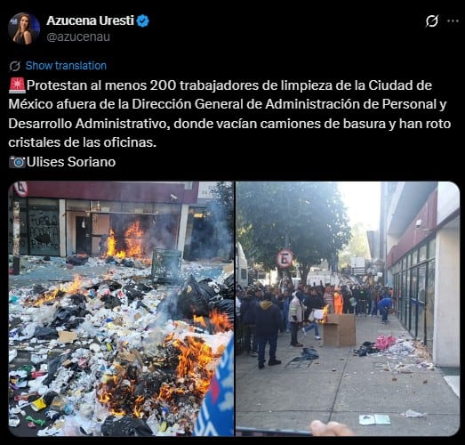 Trabajadores de limpia protestan en CDMX