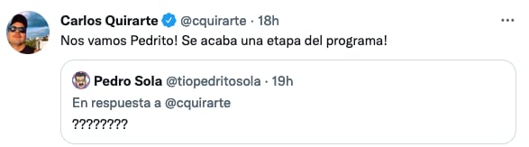 Carlos Quirarte le dice a Pedro Sola que se va de Sale el Sol.