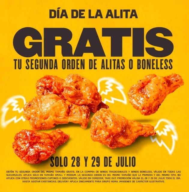 5 promociones de alitas hoy 29 de julio para disfrutar Día de la Alita