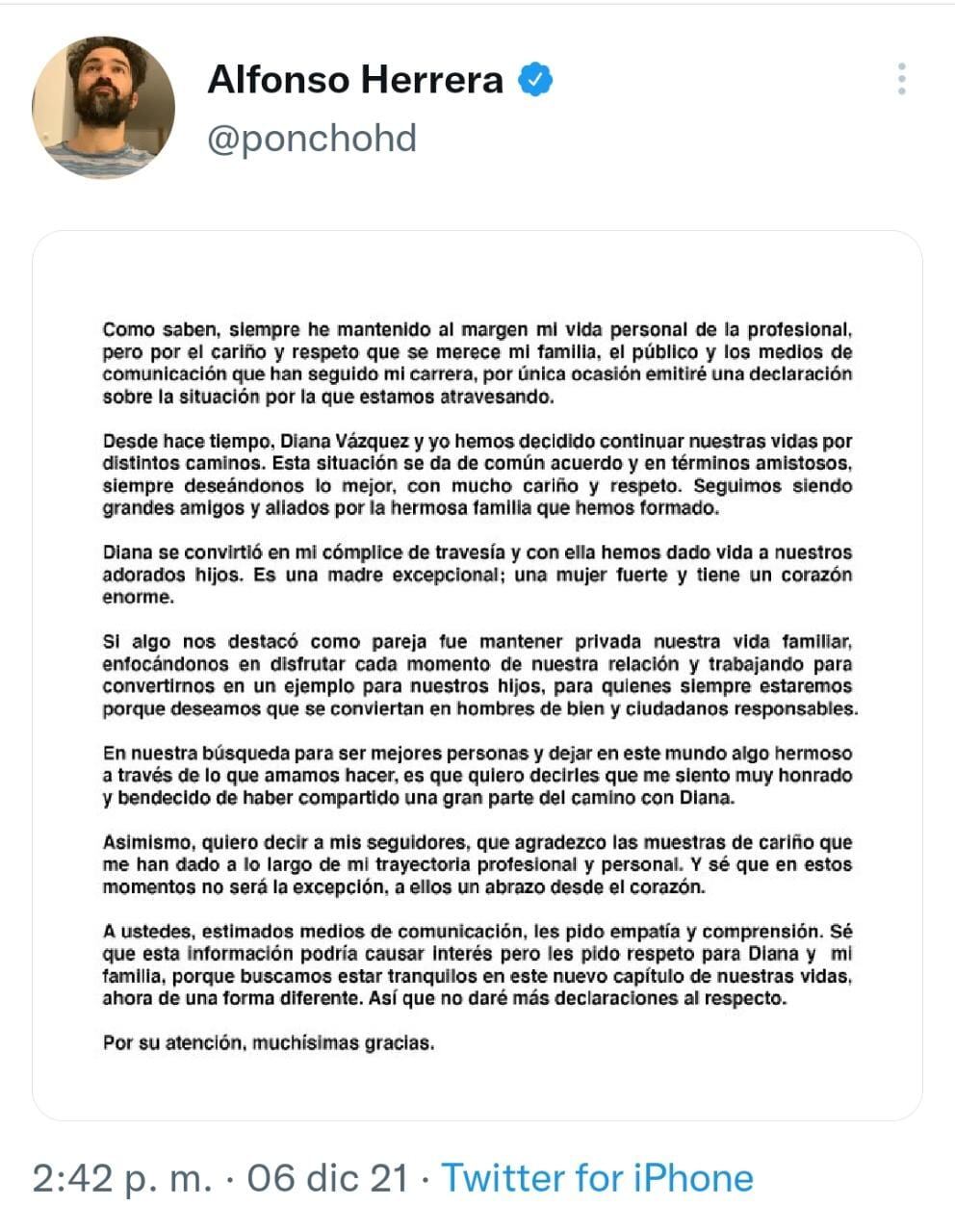 Publicación de Twitter