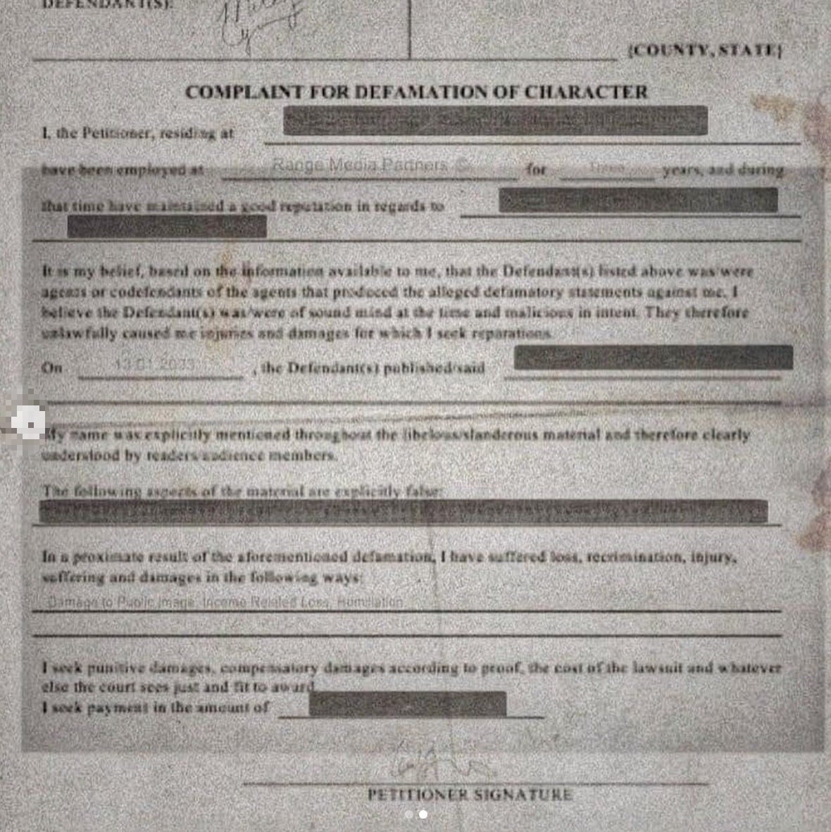 Liam Hemsworth demandó a Miley Cyrus