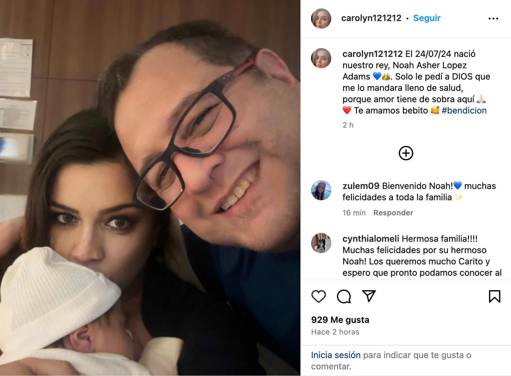 Noah Asher López Adams, hijo de José Ramón López Beltrán