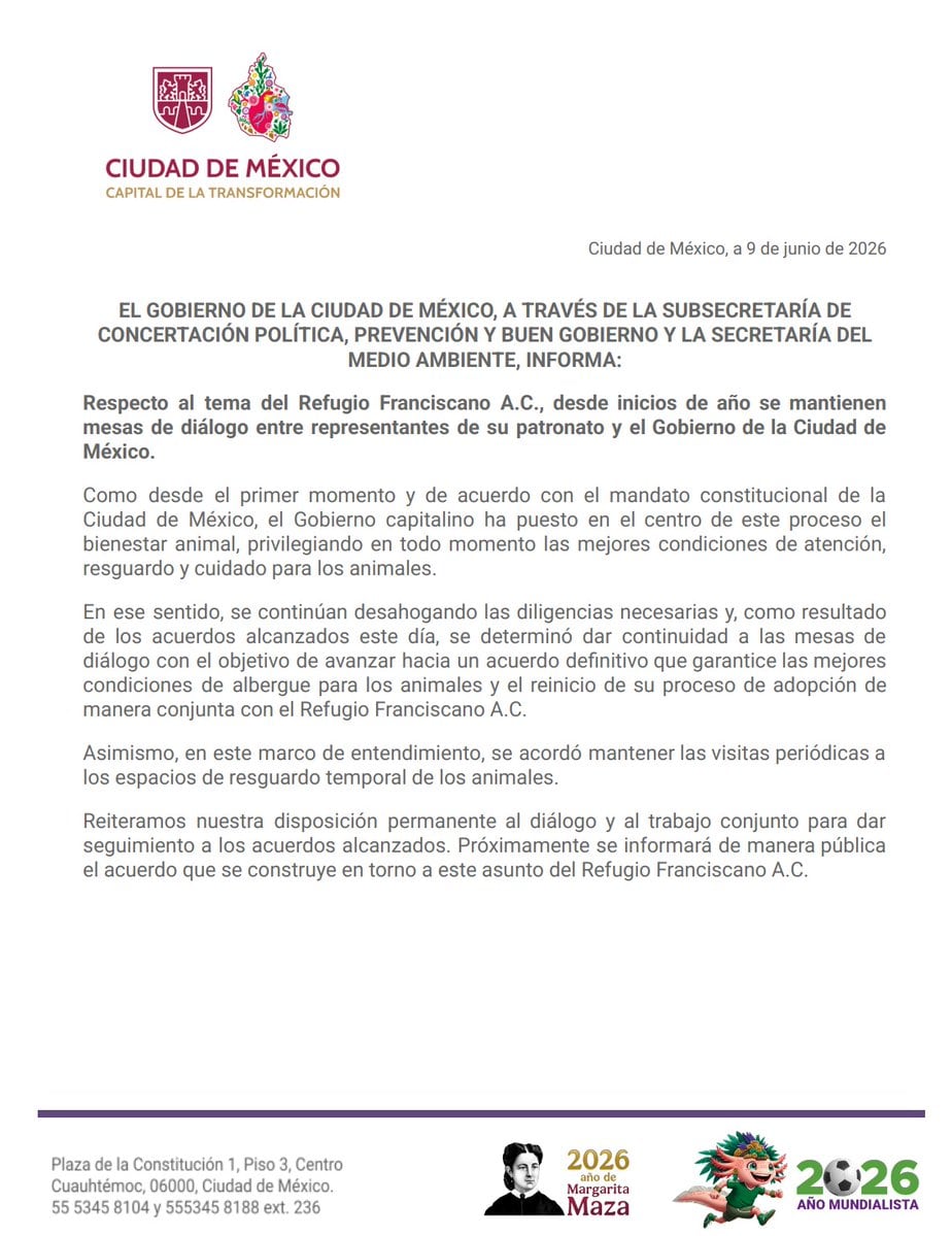CDMX mantiene diálogo con Refugio Franciscano ante protestas por el Mundial 2026