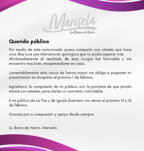 Marisela fue hospitalizada