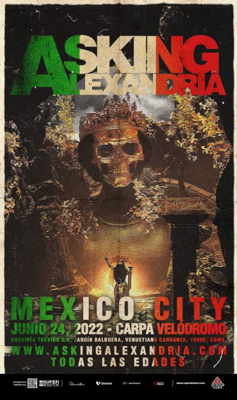 Cartel concierto Asking Alexandria en México