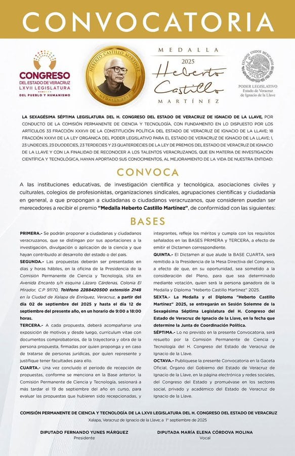 Convocatoria presea Heriberto Castillo