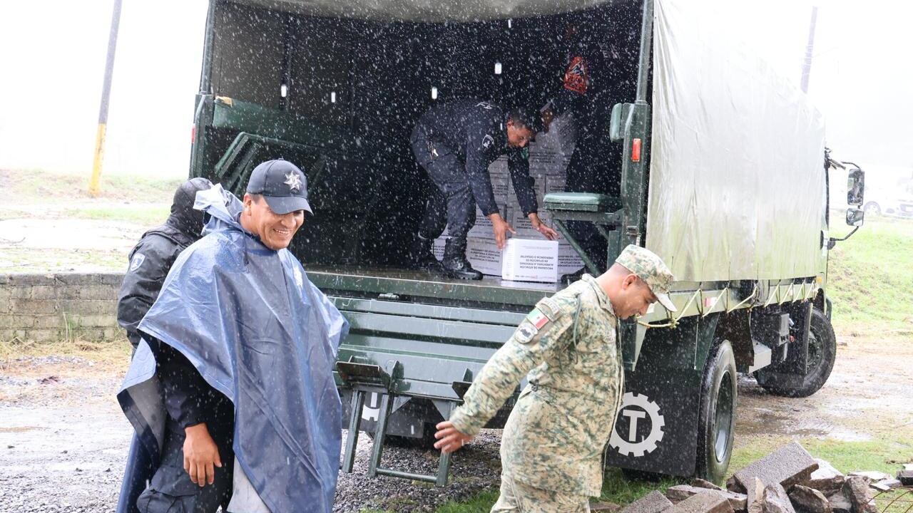 Elementos de Sedena, Semar y Guardia Nacional atienden daños en Puebla