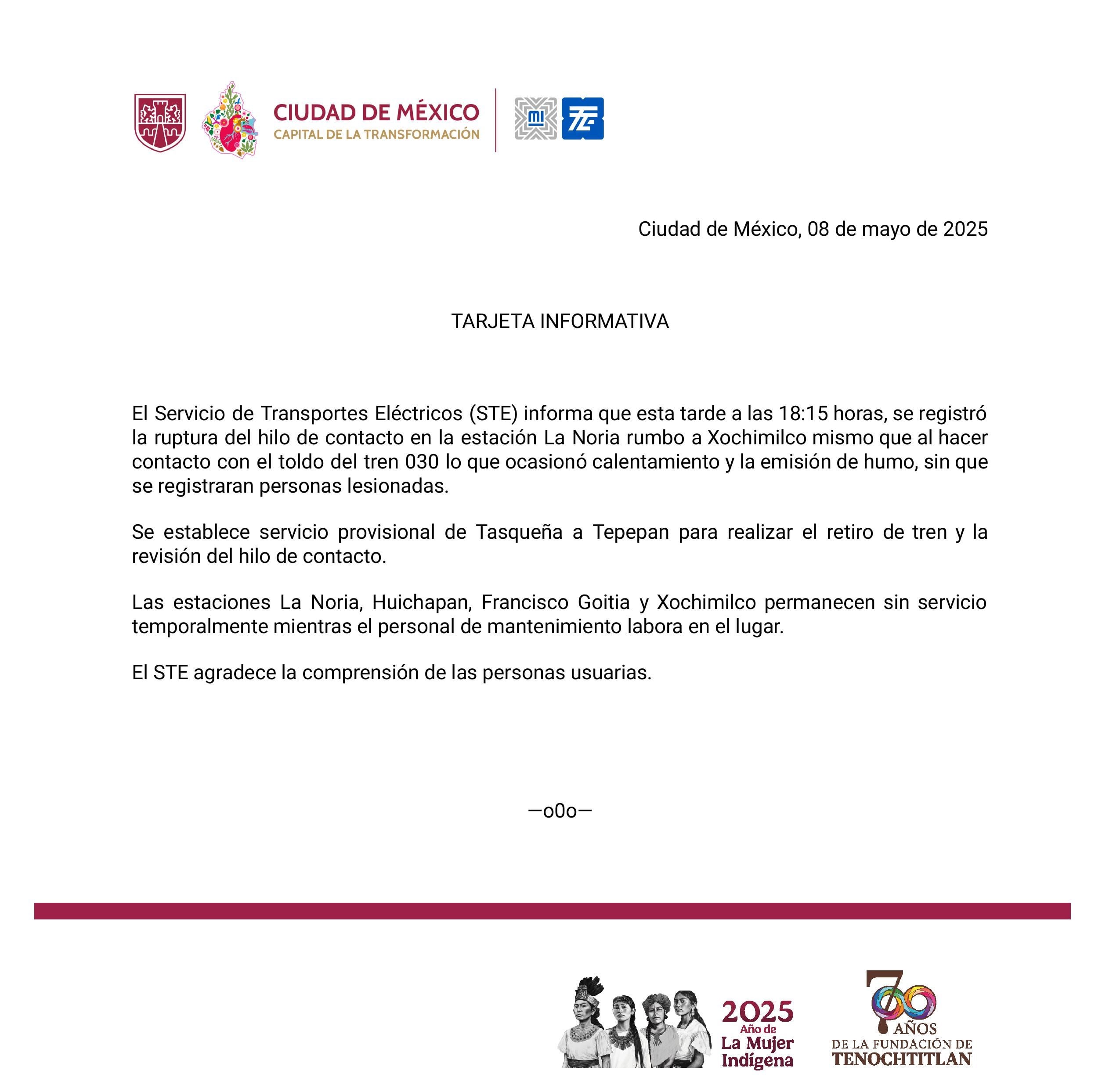 Tren Ligero de CDMX se incendió