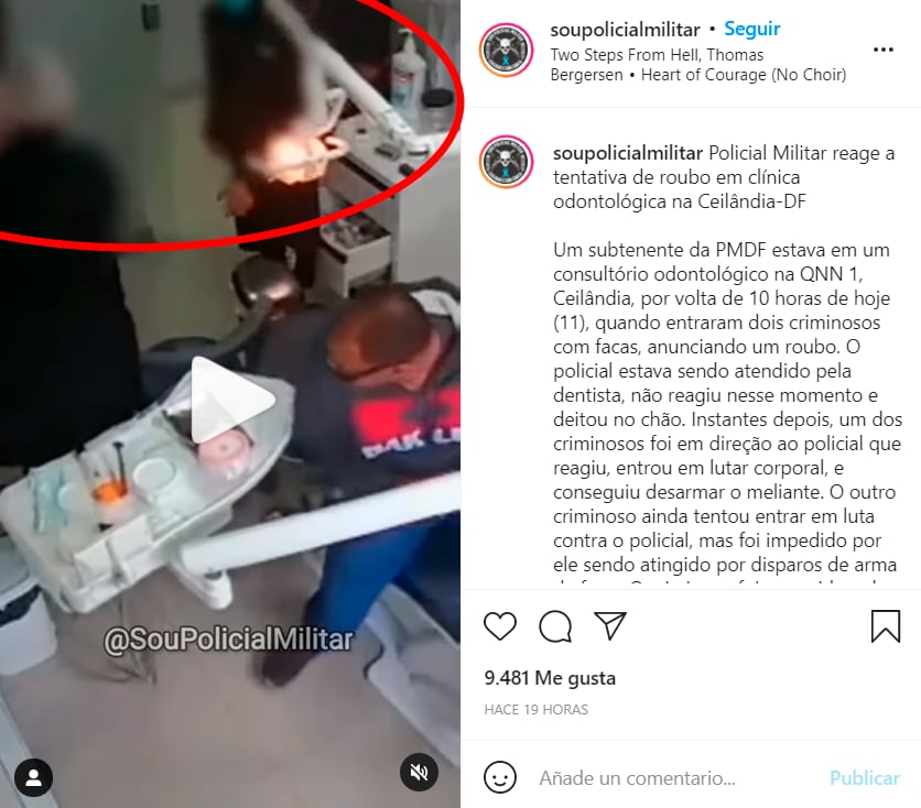 VIDEO un policía militar de Brasil evita asalto en consultorio dental