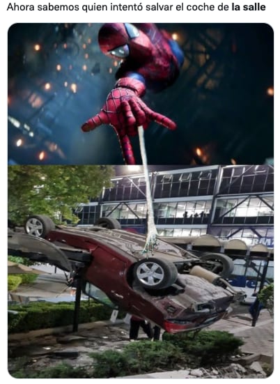 Memes de la caída del auto en La Salle