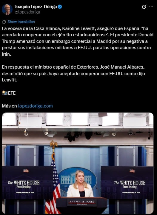 Cruce de versiones: Estados Unidos habla de cooperación militar y España lo desmiente