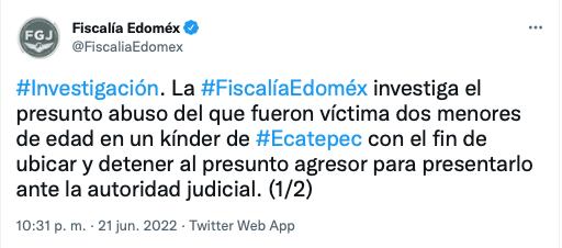 FGJEM sobre el presunto abusador de niños en un kinder en Ecatepec/@FiscaliaEdomex