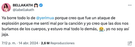 Bellakath se lanza contra Yeri Mua