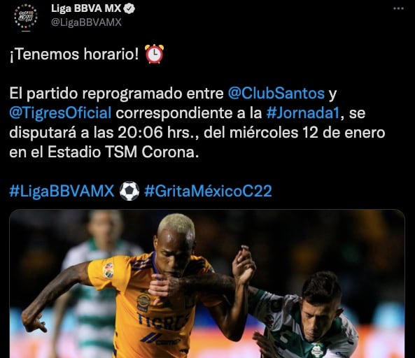 Santos vs Tigres cambió de día y horario