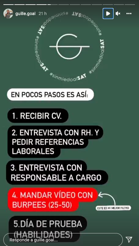 pide hacer burpees para vacante de contador