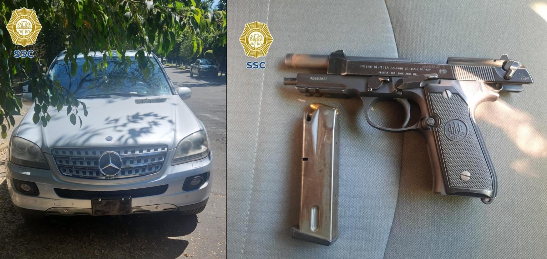 Auto y pistola de Carlos Caro Quintero, hermano de Rafael Caro Quintero