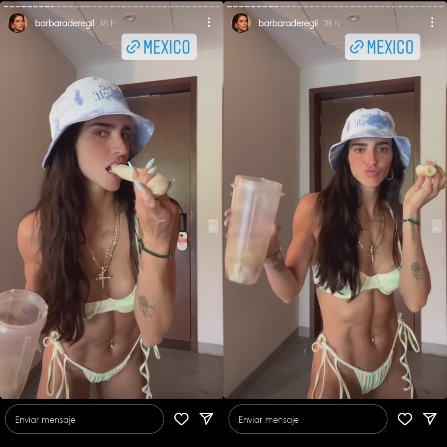 Bárbara de Regil se muestra sexy al morder un plátano.