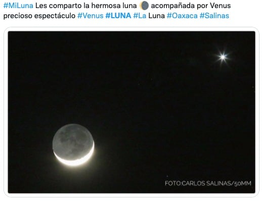 Conjunción entre la Luna y Venus