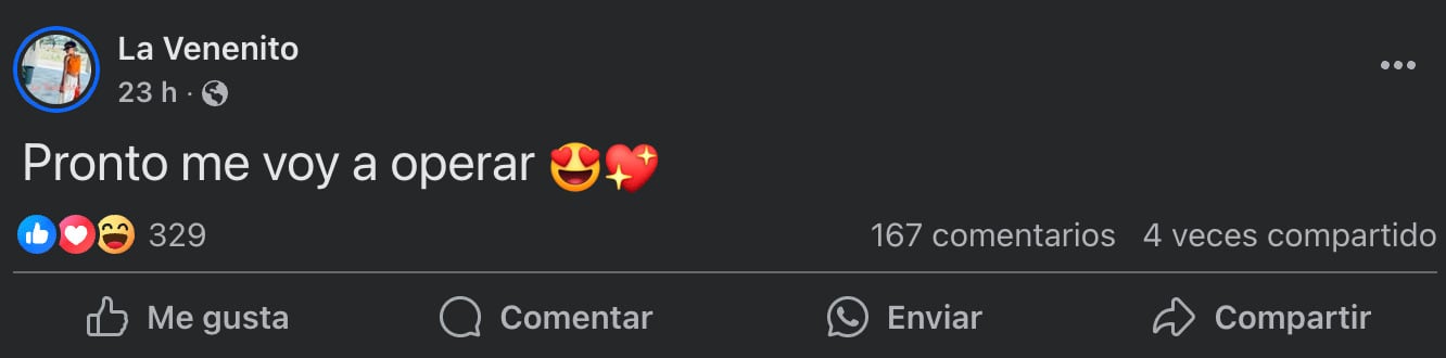 La Venenito comparte que se hará una cirugía para colocarse senos
