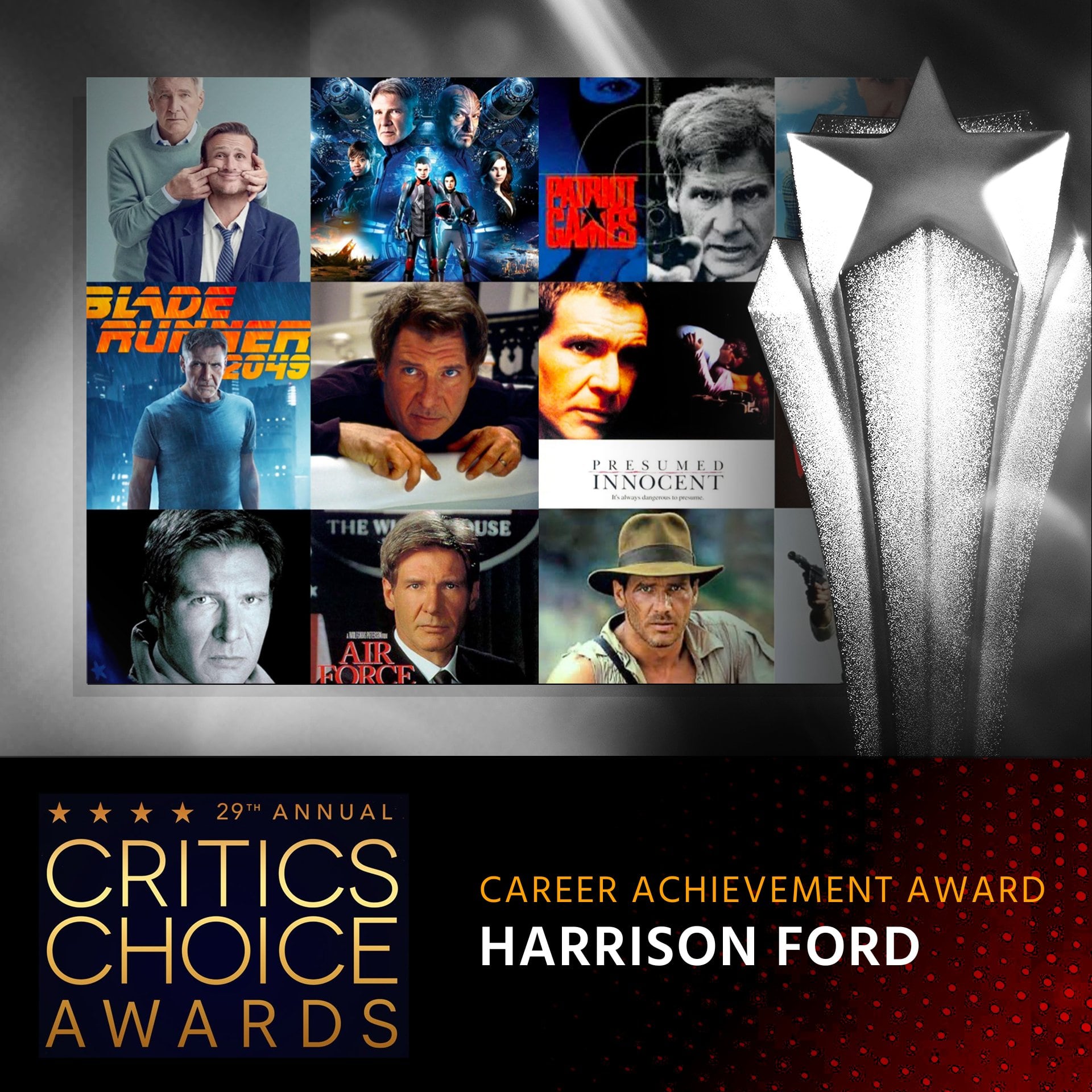 Harrison Ford recibe premio al Logro Profesional en Critics Choice Awards 2024