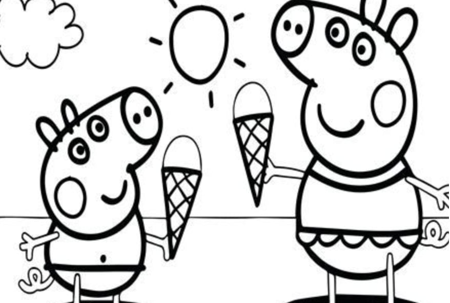 Peppa Pig en la playa en primavera