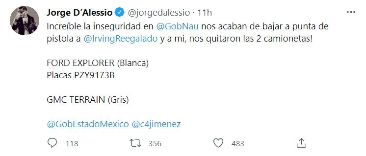 Jorge D´Alessio denuncia asalto